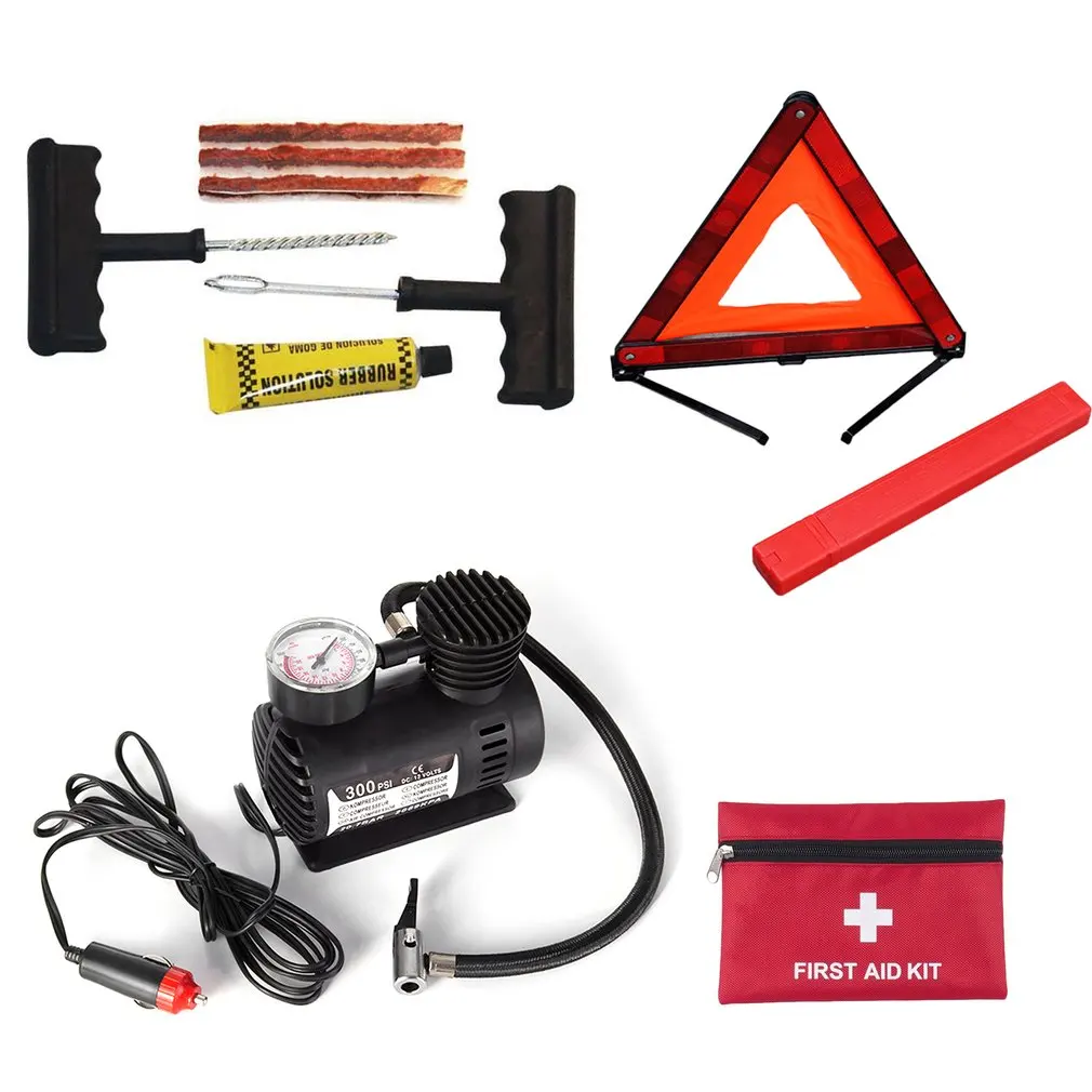 

Practical Outdoor Vehicle Safety Setting Car Triangle Emergency Warning Sign First-aid Kit Tire Repairing Tools