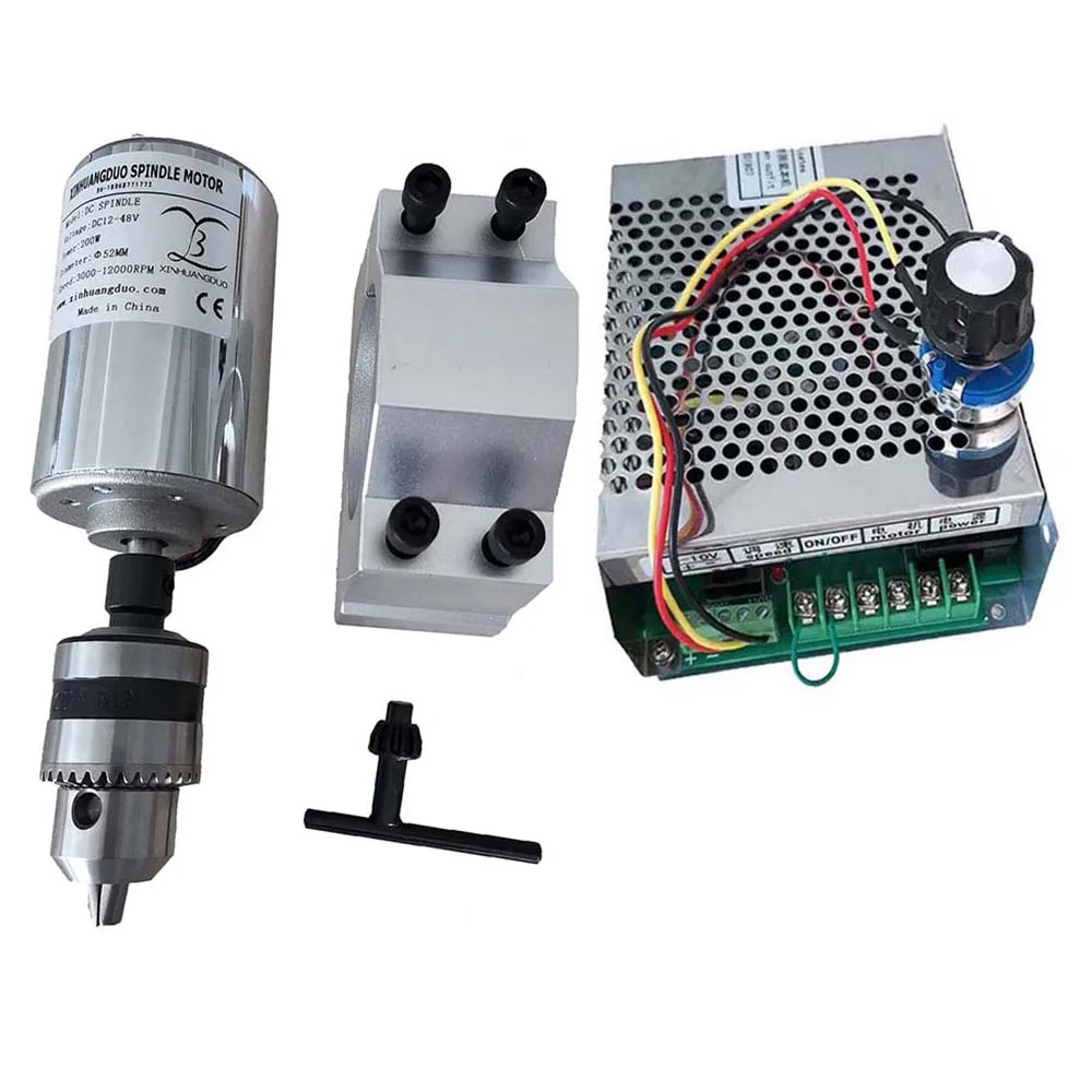 

Air Cooled CNC spindle Motor Drill Spindle Heads Kit Chuck 200W 300W 400W 500W Spindle Motor + Power Supply + 52mm Clamp