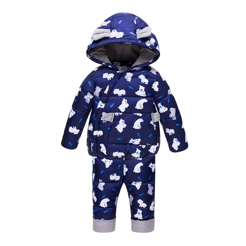 

Russian Winter Ski Suit Childen Kids Snowboard Jackets Coats + Jumpsuit Snowsuit for Baby Girl Boy Parka Baby Goose Feather