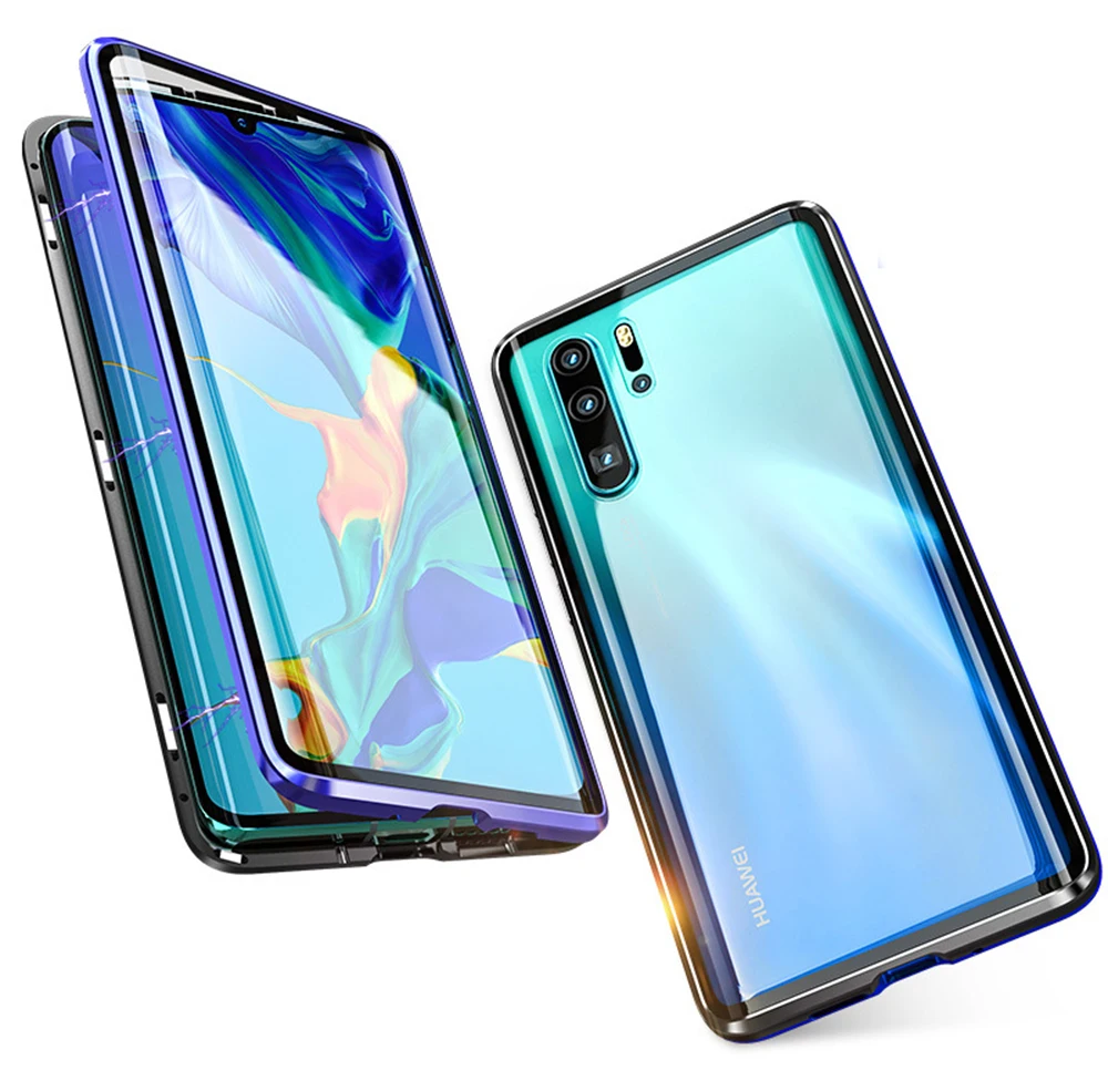 Двусторонний стеклянный чехол для huawei P30 Pro P30 Lite чехол 360 ° защитный бампер Металлический Магнитный чехол для huawei P30 чехол