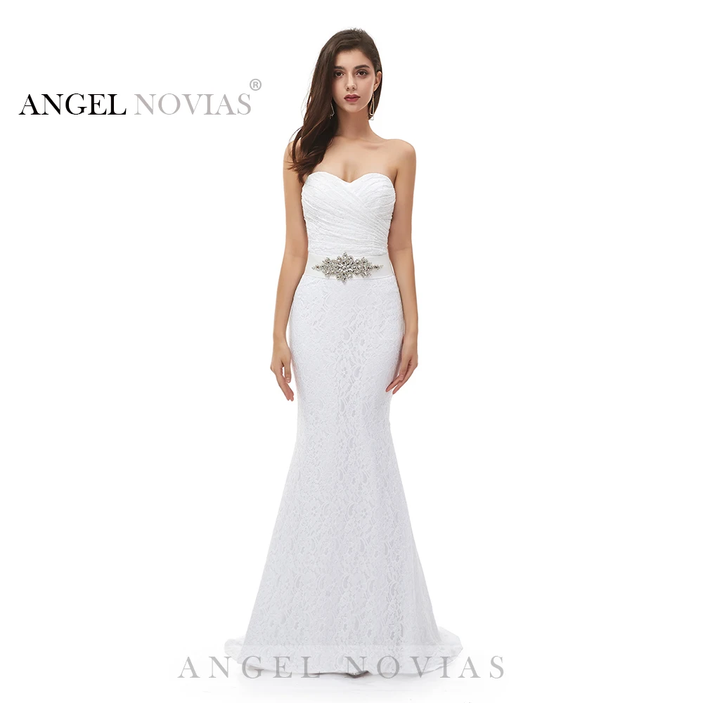

Angel Novias Long White Bohemian Style Lace Mermaid Wedding Dresses 2020 Boho Bridal Gowns Vestidos De Noiva De Luxo 2019