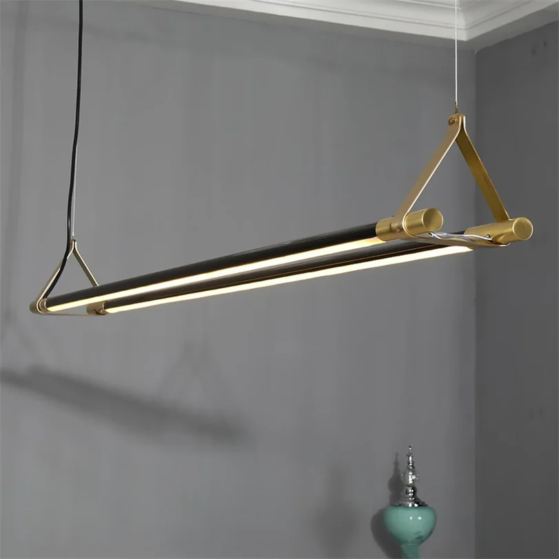 Modern Minimalist Led Strip Dining Table Pendant Lamp Copper Kitchen Lights Hanging Designer Lighting Line Pendant Light Fixture Pendant Lights Aliexpress