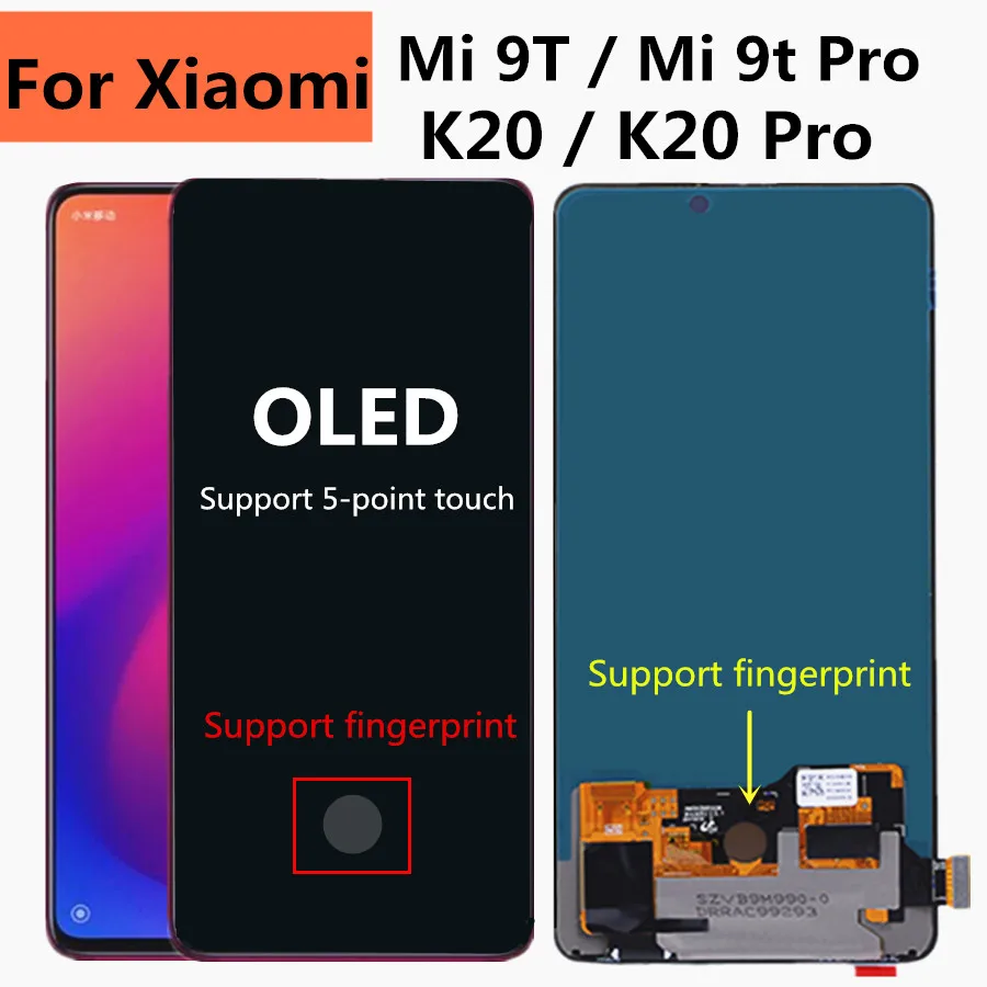 

OLED 6.39" Support fingerprint For Xiaomi Mi 9T Pro LCD with frame for Redmi K20 Pro Lcd Display Touch Screen Digitizer Assembly