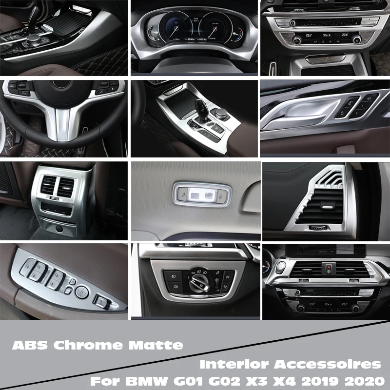 

Car Styling For BMW X3 X4 G01 G02 2019 2020 Whole Interior Accessoires ABS Chrome matte Decoration Cover Trim