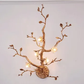 

Newest Artistic Copper Branches Wall Lamp Flower Wall Light Villa Hotel Club Bedroom Bedside Wall Lamp Copper Sconce