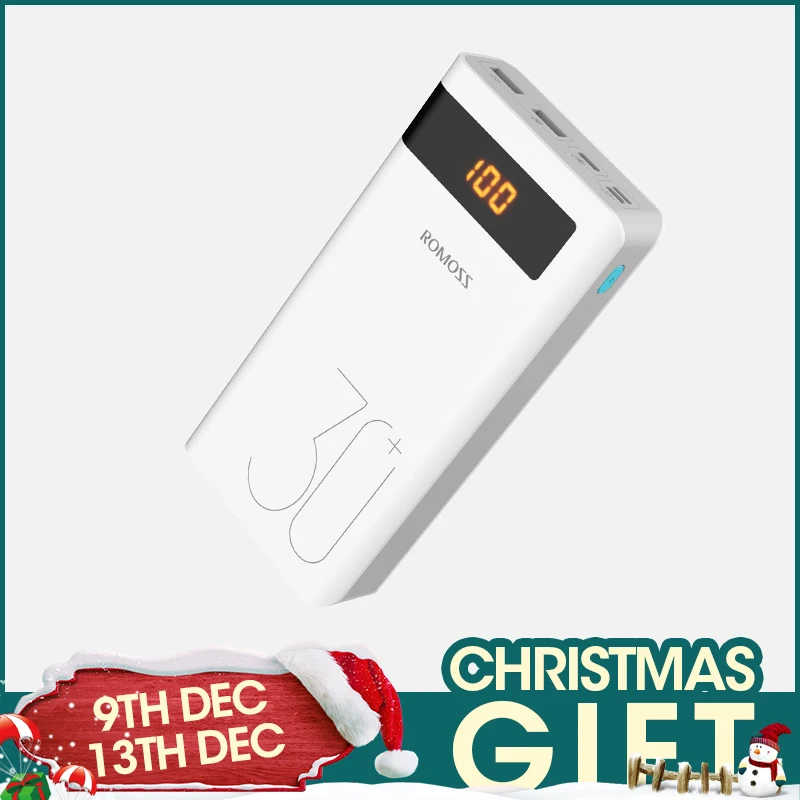 Online ROMOSS 30000mAh Power Bank PD Quick Charge Powerbank QC3.0 Fast Charging for iPhone Huawei Portable Exterbal Battery Charger