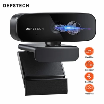 

DEPSTECH D06 Webcam 1080P HD with Microphone USB Computer Web Camera for Live Broadca Streaming Learning Recording Video Calling