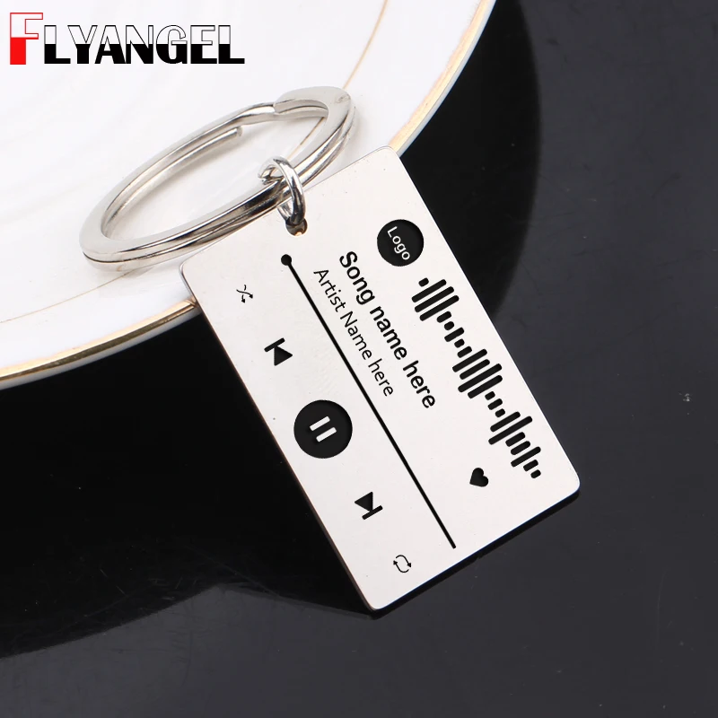 Keychain Engrave Christmas-Gift Personalised Custom Music-Player Code Wedding-Anniversary