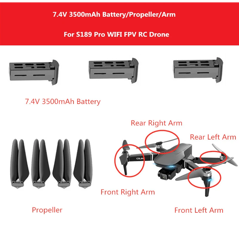 S189 Pro Gps Wifi Fpv Rc Drone 7.4v 