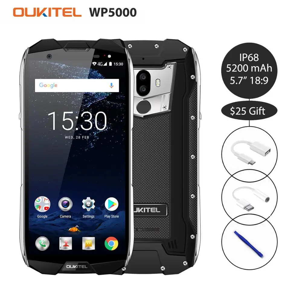 Oukitel WP5000 Водонепроницаемый смартфон с 5 7 дюймовым дисплеем восьмиядерным