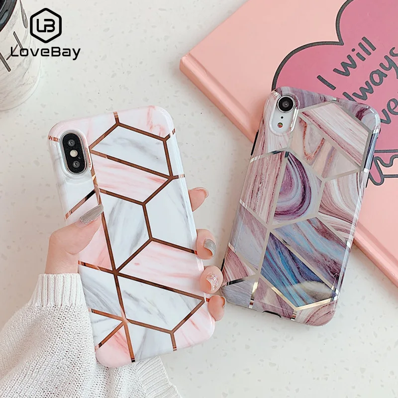 Lovebay винтажный геометрический мраморный чехол для телефона iPhone XR XS Max X 6 6S 7 8 Plus