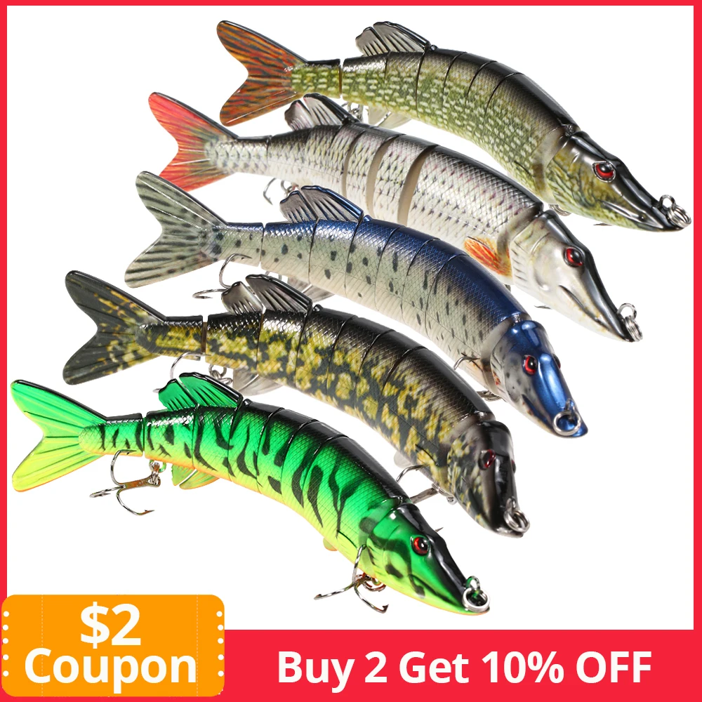 

8" / 20cm 66g Fishing Lure Swimbait Crankbait Lifelike Multi-jointed 8-segement Pike Muskie Hard Bait Fish Treble Hook Tackle