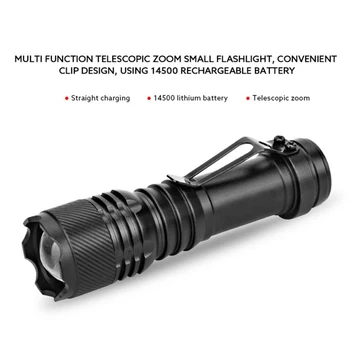

280 Lumen 3 Modes XPE LED 14500 Flashlight Mini Torch Lamp Light+Charger+Bicycle Holder Clip+Flashlight holster +AC wall charger
