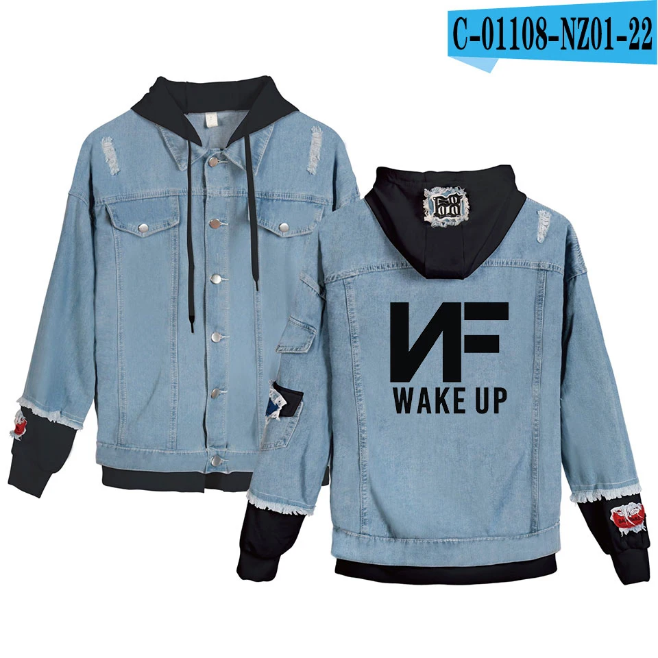 blue and black Новинка, NF, толстовки, джинсовая куртка для мужчин/женщин, индивидуальность, Harajuku young Rapper Nate Feuerstein, толстовки, Мужская джинсовая куртка - Цвет: blue and black