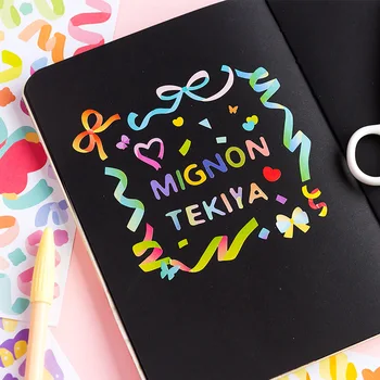 

Pink Rainbow Star Ribbon Stickers Album Polaroid Decorative Party Lace Roll Scrapbooking Self Adhesive DIY Crafts Sticker