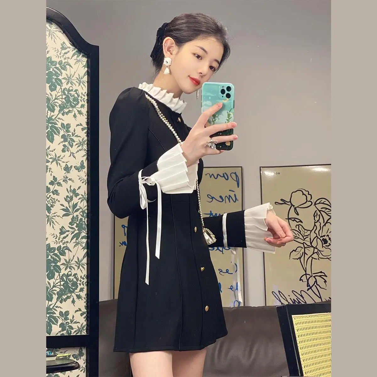 Mini Dress Women Spring Design Sexy Skinny Patchwork Popular Long Sleeve Vestidos Party Elegant Aesthetic All-match Chic Clothes dresses for women