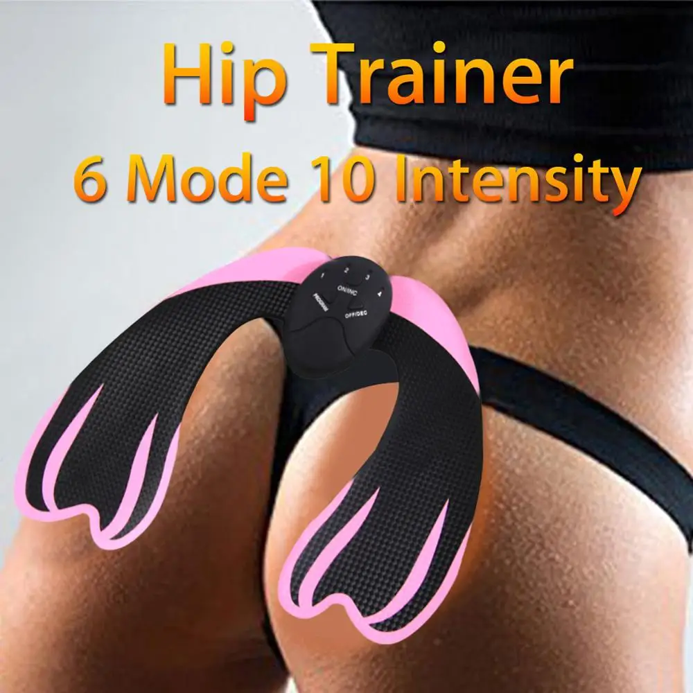 Hip Trainer Muscle Stimulator Vibrating Exercise Machine Fitness Butt Lifting Slimming Body Shaping Massager Pads - Цвет: Розовый