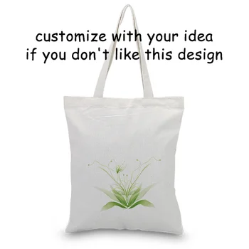 

Tote Bag FLOWER Handbag Custom Print Logo Daily Use DIY Canvas Eco Reusable Recycle Shopping Bag Text Custom Print Logo