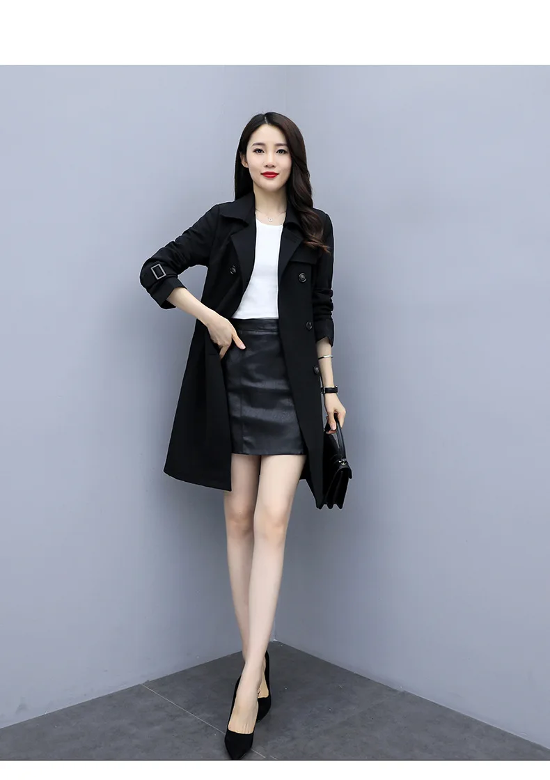 Trench Coat Women's Mid-length New Style Fashion Korean-style Loose Casual England Coat Spring And Autumn Waist Hugging Coa