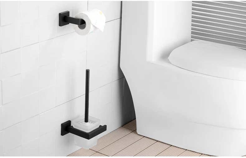 Черный набор аксессуаров для ванной комнаты настенный держатель для бумажных полотенец держатель для туалетной щетки держатель для мыльницы крючок для халата аксессуары для ванной комнаты