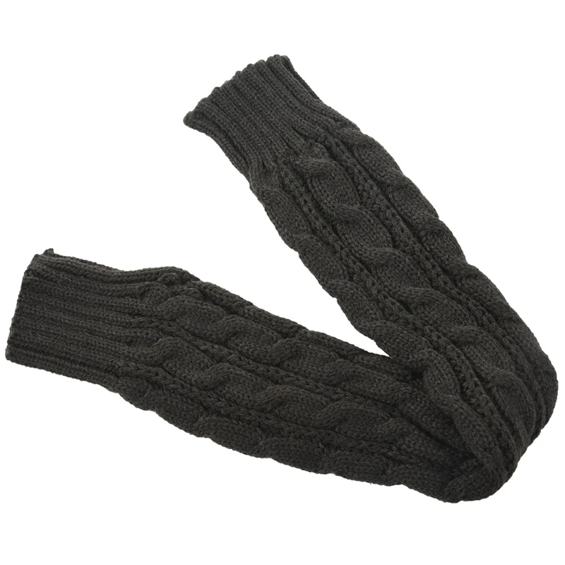 Модные зимние женские мужские перчатки унисекс теплые длинные перчатки без пальцев вязаная рукавица темно-серая 50 см