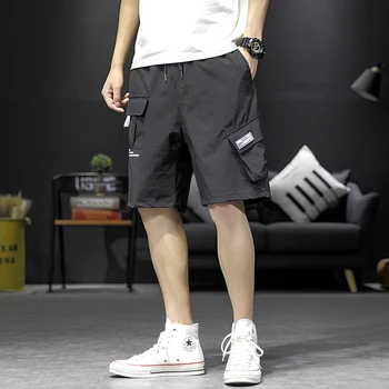 

Men Cargo Shorts Streetwear 2020 Summer Hip Hop Shorts Mens Bermuda Black Loose Pockets Men's Shorts Dropshipping
