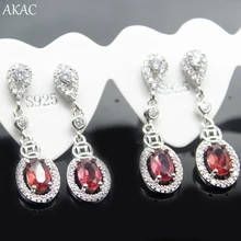 Free shipping AKAC length:approx 28mm natural red garnet earrings for women earrings