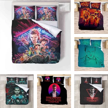 

Bedding Set Luxury Movie Stranger Things 3D Bedding Set Printed Double Bed Duvets Pillow Cases Cover Set Twin Full Queen King