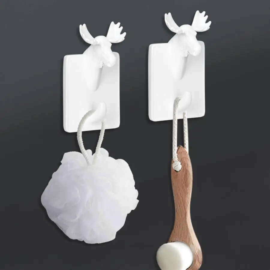 

Multi-function Resin Wall Hanger White Elk Shape Hook Wall Hanging hook Bedroom Coat Hooks Home Christmas Decoration