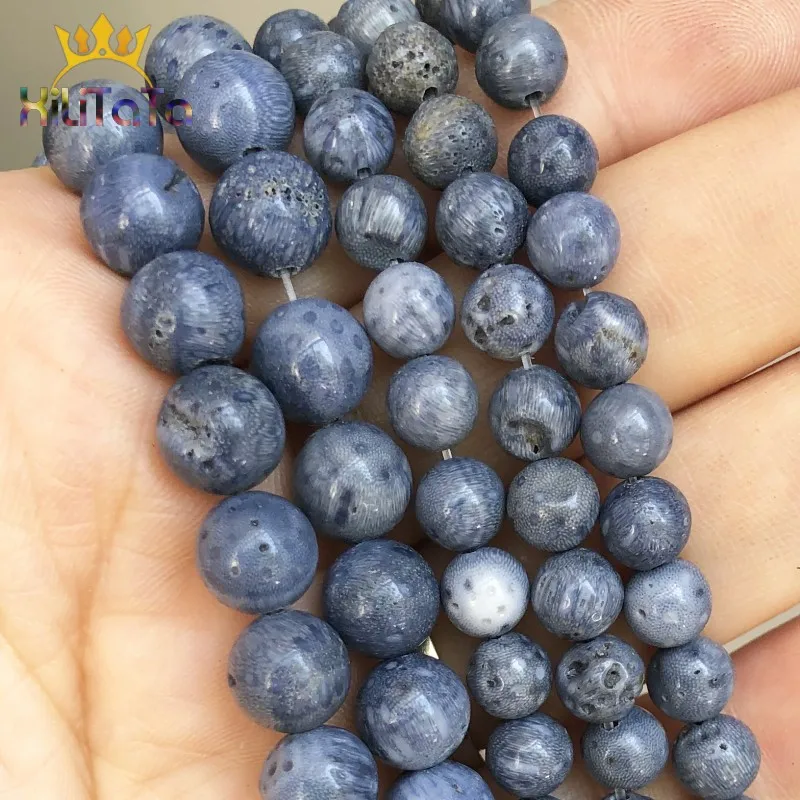 Натуральные круглые бусины синий Бусины кораллового цвета для самостоятельного изготовления ювелирных изделий браслет Цепочки и ожерелья Аксессуары 15 ''пряди 6/8/10/12 мм