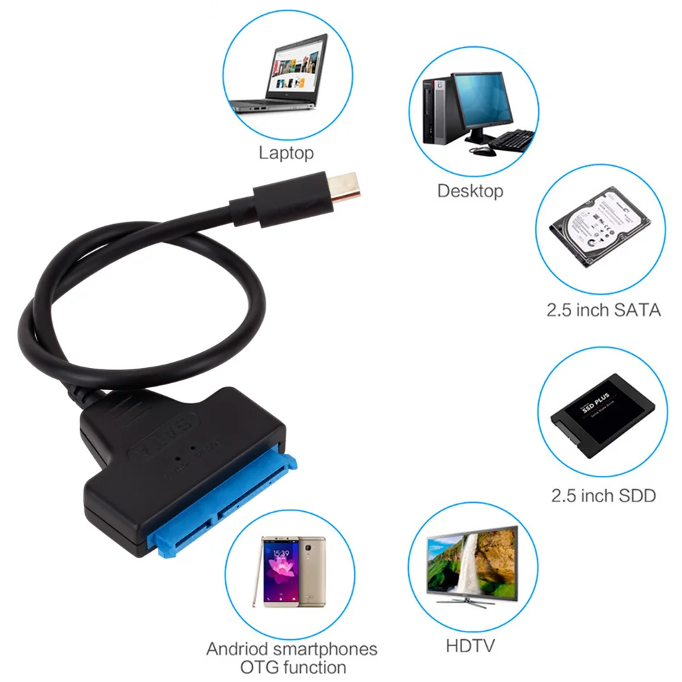 Lcckaa Sata para Tipo-c Cabo Usb 3.1 Usb c para Sata Adaptador de até Gbps Suporte 2.5 Polegadas Ssd Hdd Disco Rígido de 22 Pinos Cabo Sata - Imagem 3