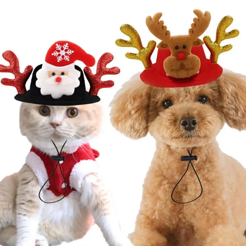 Милая собака кошка шляпа акриловое волокно олень рога Санта Клаус головной убор «Лось» для рождественских домашних животных декоративные принадлежности одеваются Опора