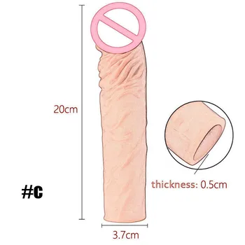 Realistic Penis Extension Cock Sleeve Reusable Silicone Penis Enlarger Delay Condoms For Men Dildo Enhancer Sex Toys 4