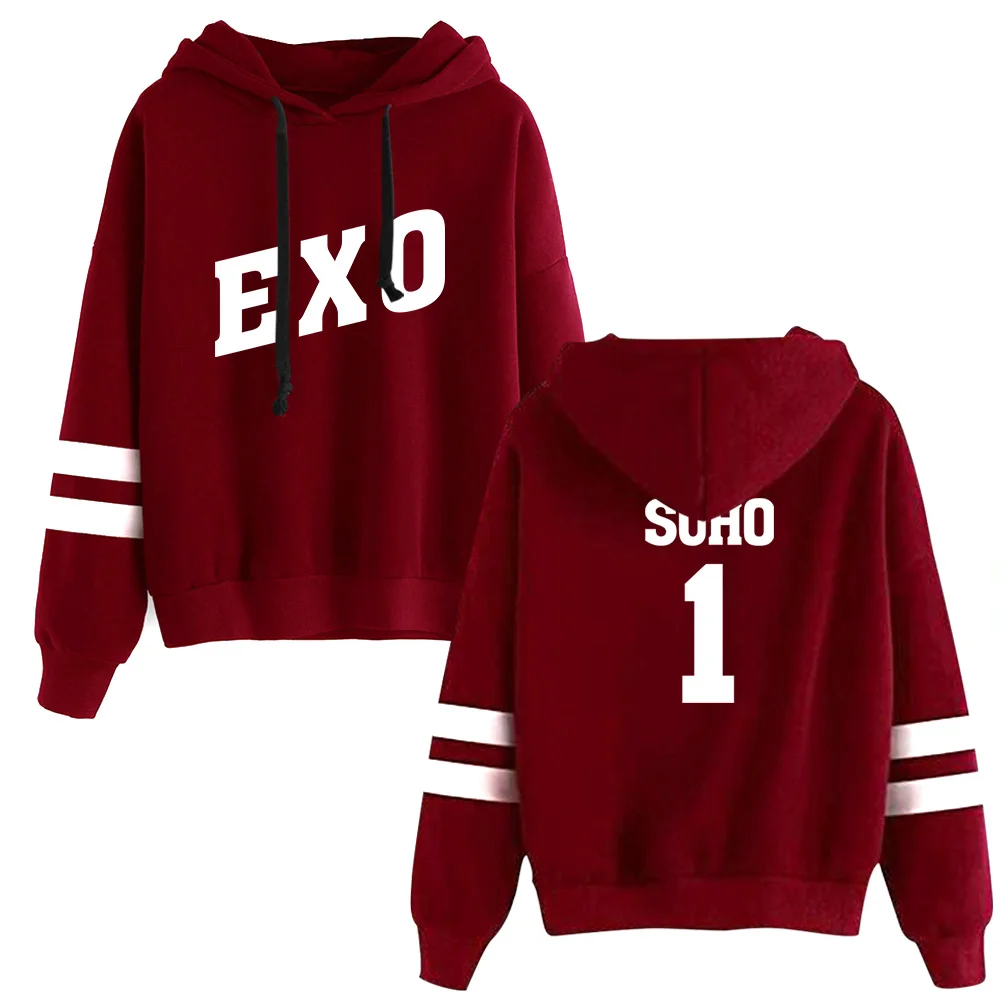 Men Hoodies Sweatshirts Korea EXO men team combination print figure1 Headwear Hoodie Hip Hop Stranger Things Streetwear Harajuku