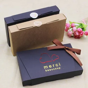 

2020 New chocolate box candy cake gift box Wedding Favourate Packing kraft paper box 5pcs box +12label stickers