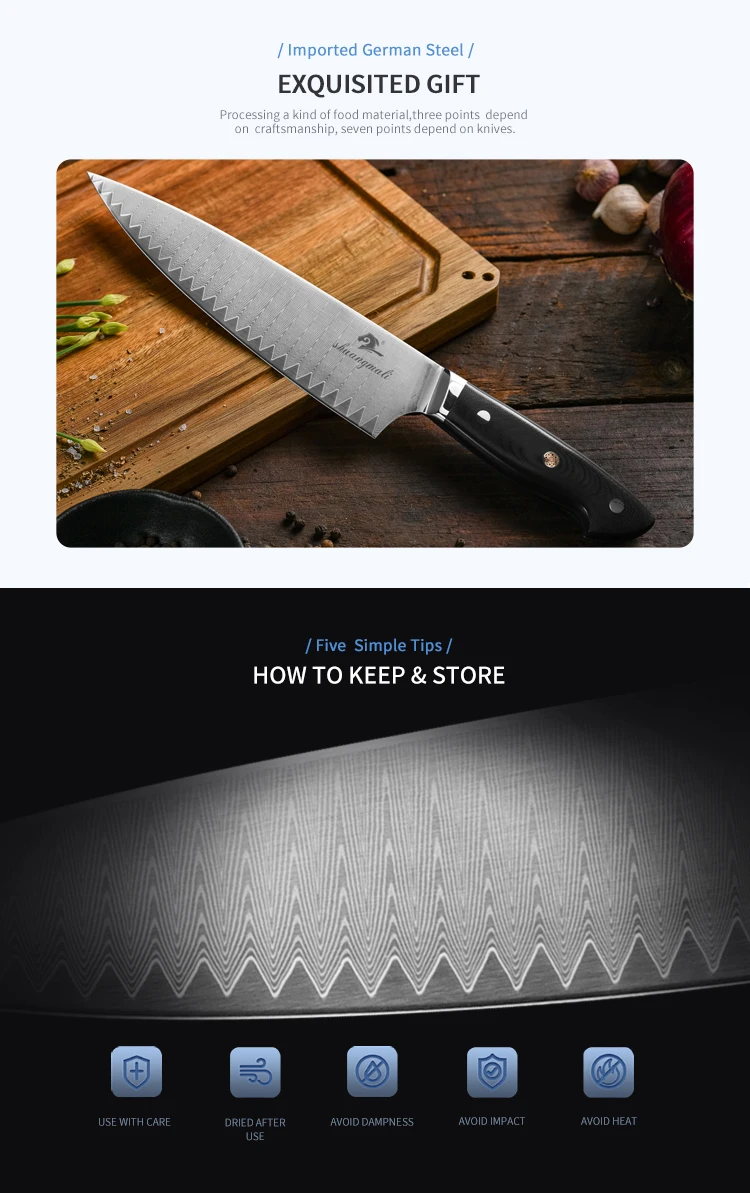 8 Inch Kramer Kitchen Chef Knives 67 Layer Damascus Steel Cleaver Chef Knives Sharp Cooking Cutting Tool Slicing Meat Chef Knife