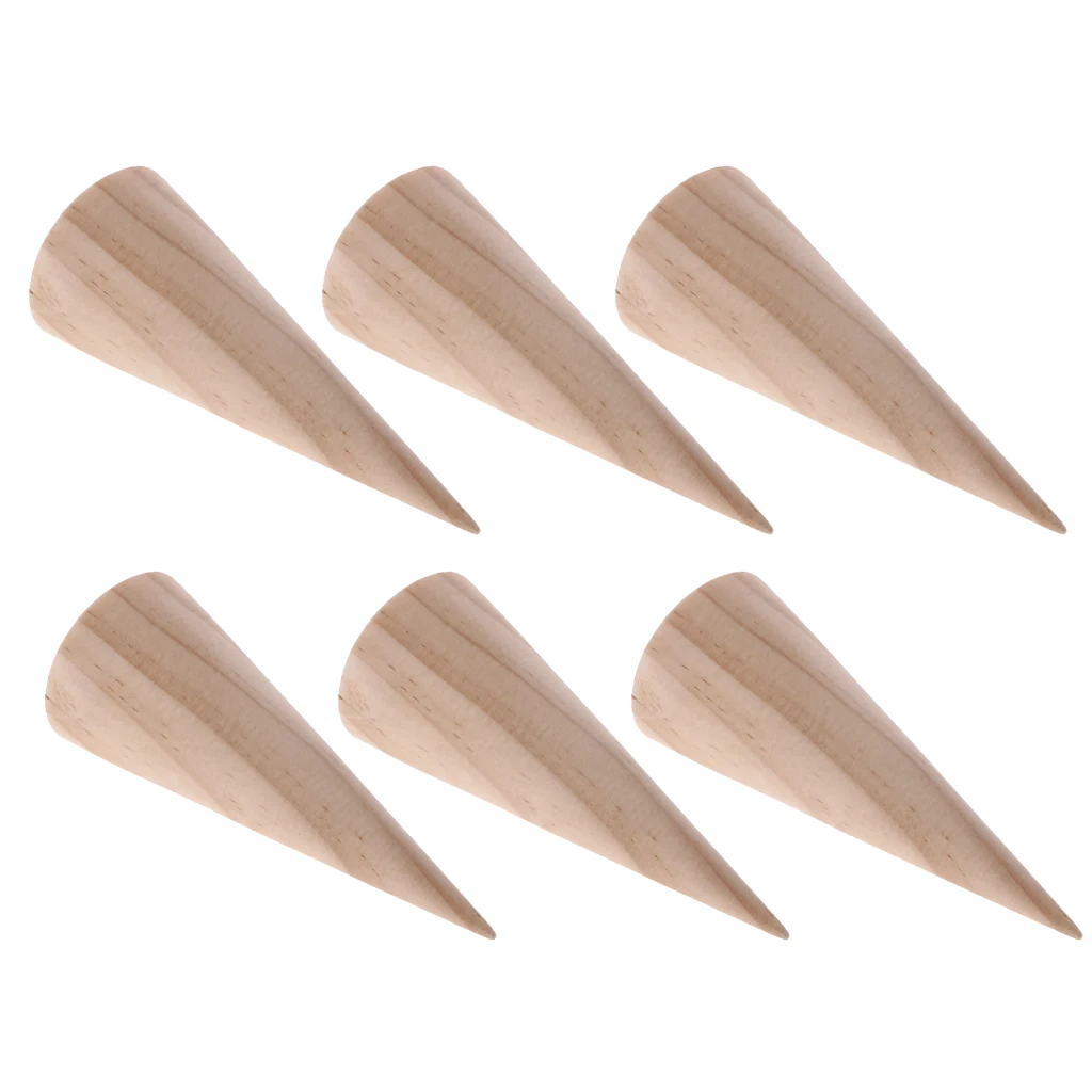 12pcs Mini Assorted Cone Shape Wooden Ring Display Stand  Toys Findings