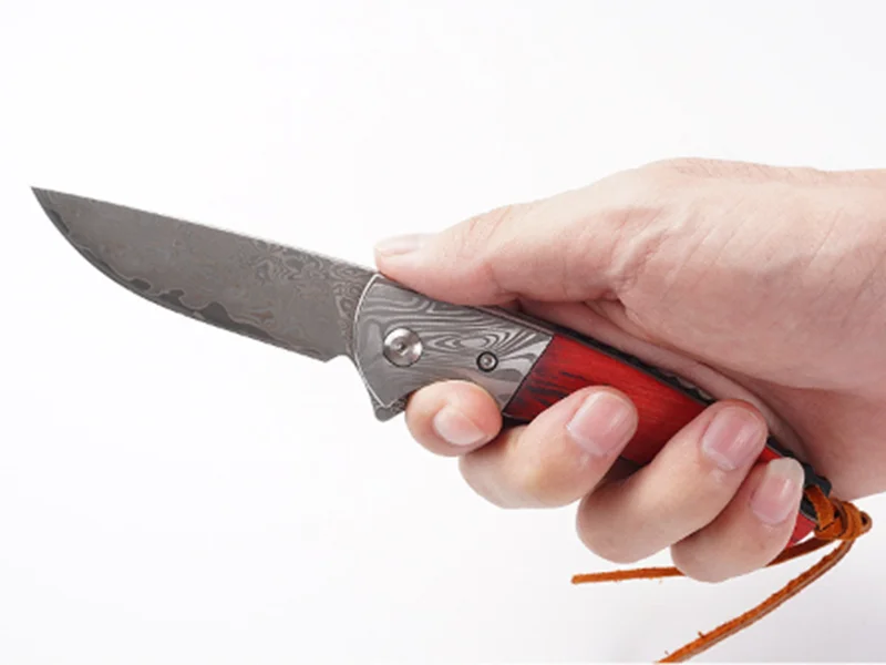 KESIWO folding knife damascus blade EDC camping survival pocket tactical knives hunting wood handle outdoor rescue fishing tools