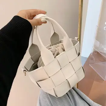 

Weave Tote Bucket bag 2020 Fashion New High-quality Leather Women's Designer Handbag Travel Shoulder Messenger Bag Phone Purses