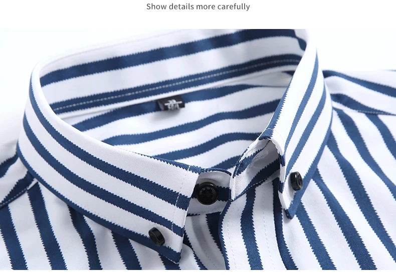 white short sleeve shirt Long Sleeve Men's Striped Dress Shirts Social With Pocket Regular Fit Dudalinas Business Male Smart casual Shirt white short sleeve shirt