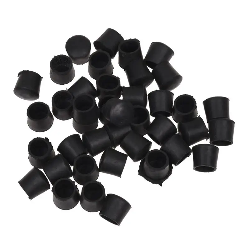 

New- 40 Pcs Black Rubber Chair Table Feet Pipe Tube Tubing End Caps 14mm