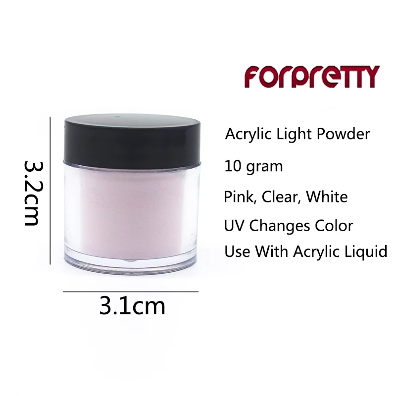 Акриловый порошок forpretty Acrilico Monomer Poeder для жидкие Типсы для наращивания ногтей изменение цвета от солнца Liqht прозрачный розовый белый цветной полимер