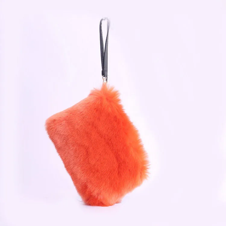 SWONCO пушистый мешок для женщин модные меховые сумки из искусственного лисьего меха новые модные женские клатчи сумки женские смешанные искусственный меховой клатч Сумки - Цвет: orange