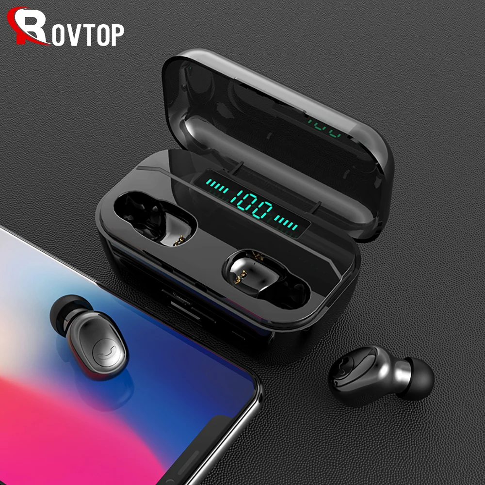 

Rovtop 3500mAh TWS Wireless Bluetooth 5.0 Earphone LED Display CVC8.0 DSP Noise Reduction Waterproof Sport Headset Earphones