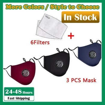 

Unisex 3pcs Anti Dust Mask With Breathing Valve Mouth-muffle Washable Reusable PM2.5 Masks with Adjustable Straps Face Cover