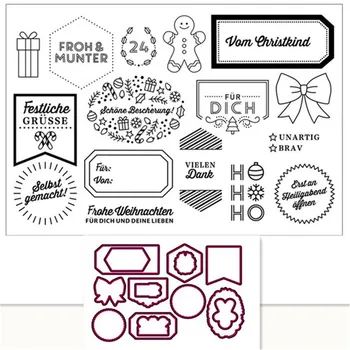 

German Words Metal Cutting Die and Clear Stamp Scrapbooking Craft Cutting Dies Cut Stencil Card Making stamps and dies 2020