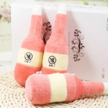 

Lovely Pet Dog Cat Chew Play Toy Plush Squeaky Puppy Cute Wine Bottle Shape Sound Squeaker Pets Toys DEC889