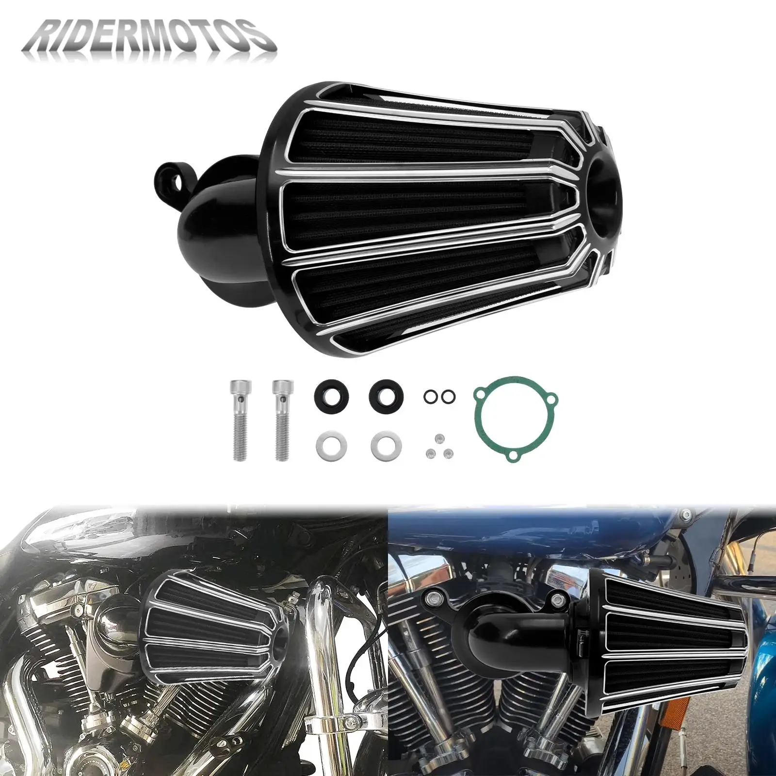 

Motorcycle Black Air Cleaner Kit Intake Filter For Harley Touring Street Glide Road Glide 2008-2016 Dyna FLSTNSE Softail 2016-17