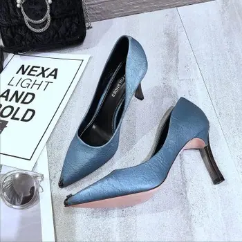 

2020 spring and autumn new fashion rhinestone pointed stilettos shallow mouth work shoes single shoes women