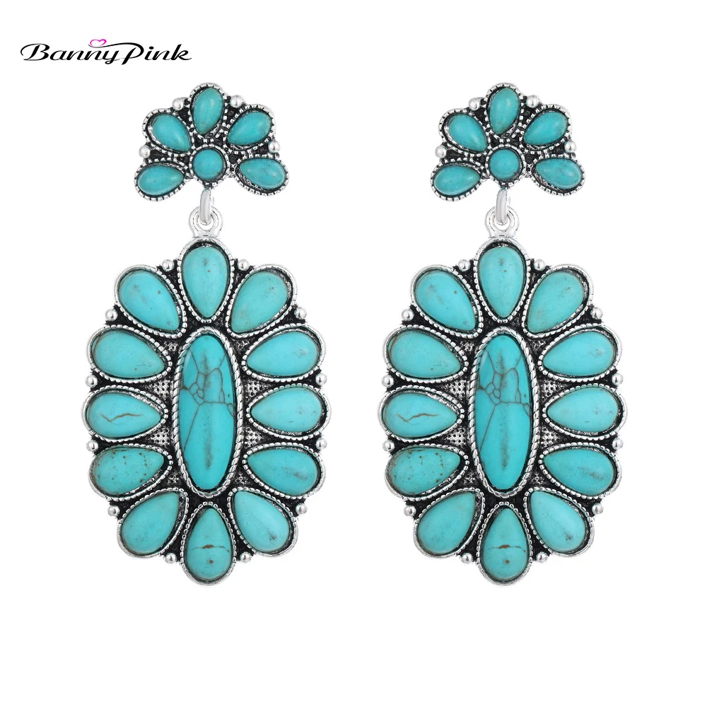 

Banny Pink Bohemia Full Stone Statement Earrings For Women Indian Flower Wedding Stone Chandelier Earrings Geometric Earrings